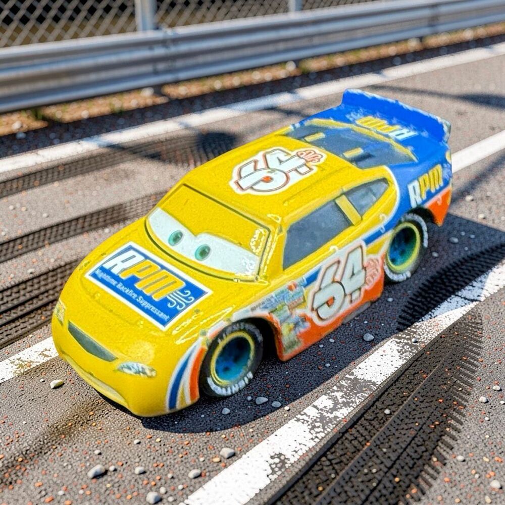Disney Pixar Cars Winford Bradford Rutherford Yellow Die Cast Race Car A71